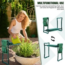 Garden Kneeler 2-in-1 Folding Gardening Padded Seat and Kneeling Stool Tool Bag