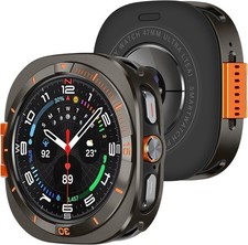 Rugged Bumper Cover Metal Case for Samsung Galaxy Watch Ultra 47mm - Graphite/Or
