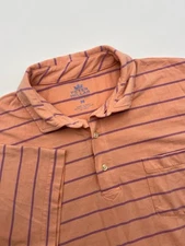 Peter Millar Polo Shirt Men's Medium Salmon Striped Seaside Wash Golf Stretch
