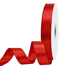 Maclemon 7/8 inch Wide 100 Yards Double Face Red Satin Ribbon Red Fabric Ribb...