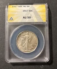 1917 WALKING LIBERTY HALF DOLLAR ANACS AU 50 - SILVER - 50C