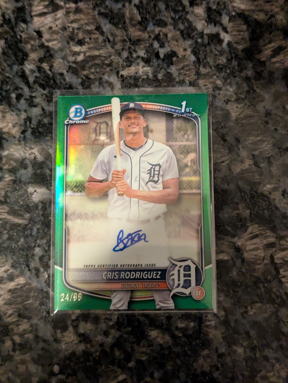 Cris Rodriguez 2025 Bowman Chrome 1st True Green Refractor Auto /99 Tigers