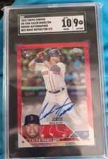 2023 Topps Chrome Caleb Hamilton RC Red Wave Auto /5 SGC 9 Red Sox Color Match