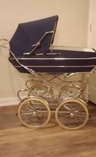 Vintage Navy Blue Baby Carriage Pram Stroller, Perego, Made in Italy