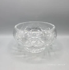 Vintage Decorative Etched Cut Lead Crystal Pedestal Candy/Nut Round 7" Bowl Dish