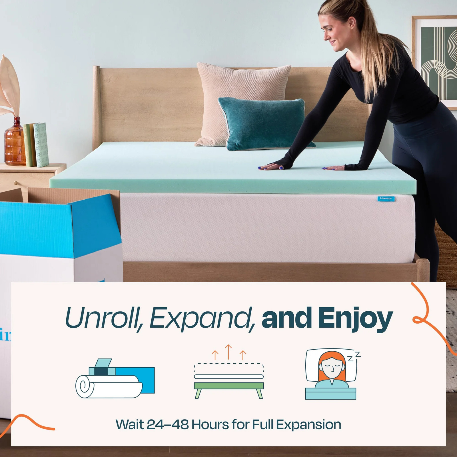 Linenspa WMLS20QQ18GRT 2" Cooling Gel and Green Tea Infused Memory Foam Mattress
