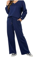 G By Giuliana Women's So Soft French Terry 2-piece Set Ink Blue