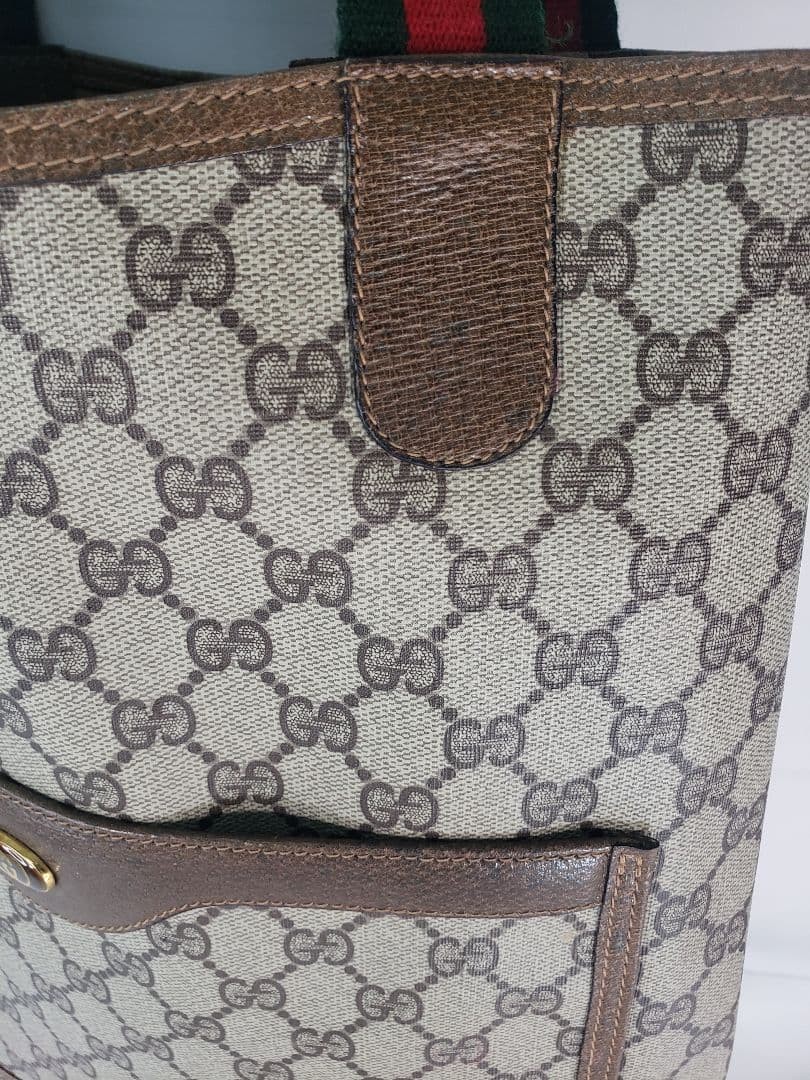 GUCCI Vintage Sherry Line GG Supreme Tote Bag B-013 Used Leather 37cm thumbnail 3