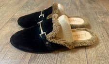 SAM Edelman Danica Black  Brown Faux Fur Slipper Mules Sz 9.5