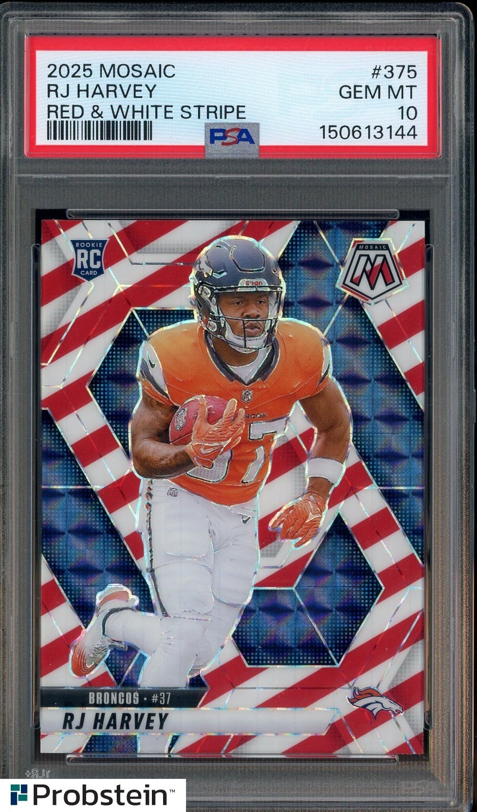 RJ Harvey Panini Mosaic #375 Red & White Stripe