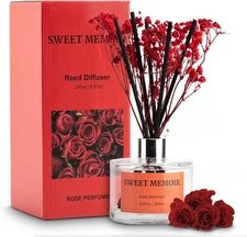 Essential Oil Reed Diffuser Set, Rose Perfume, Decorative Bottle, Preserved Flow