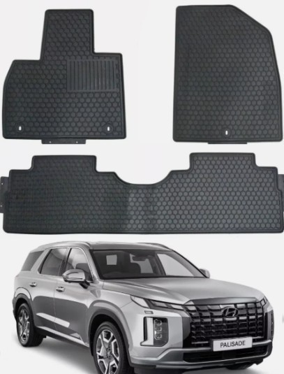 Black All Weather Floor Mats for 2019-2020-2025 Hyundai Palisade