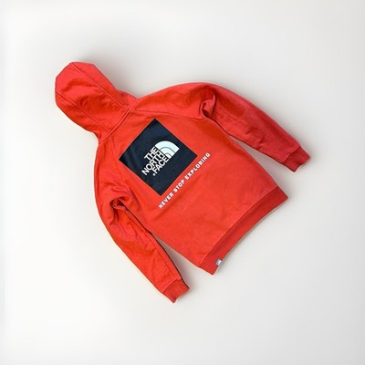 The North Face Herren Kapuzenpullover Pullover Fleece Orange Logo Gr. S
