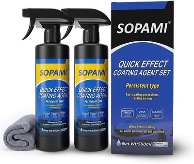 Car Coating Spray 2 Pack Ceramic Wax Polish Hydrophobic Scratch Repair Kit
