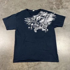 Vintage Quicksilver T Shirt Mens Large Blue Y2K Distressed Grunge Preowned