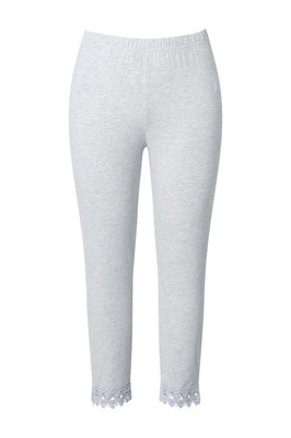 Ulla Popken Damen große Größen 7 8 Leggings Saumspitze Biobaumwolle 747979