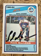 PAUL MacLEAN 1984-85 O-Pee-Chee JETS GOAL LEADER Autographed Card OPC