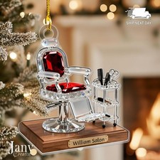 Salon Barber Chair Personalized Acrylic Hairdresser Ornament, Gift for Hairstyli