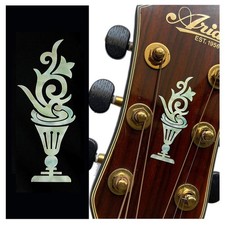 Jakamou H-113FP-WT-SET Guitar Head Inlay Stickers, Set of 2, Flower Pot Torch