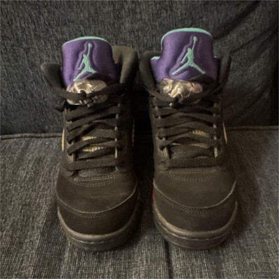 Nike Air Jordan 5 High Top Sneakers Black Red Purple Boys US 4.5Y