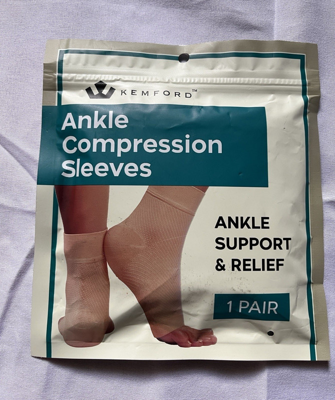 KEMPFORD Ankle Compression Sleeve 20-30 mmHg Beige Breathable 1 Pair KEM569