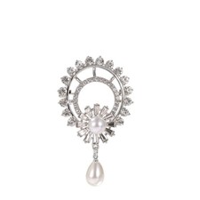Unique Pearl Brooch Pins for Women, Cubic Zirconia Lapel Pin for Coats Jacket...