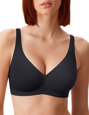 Vertvie 2026 Womens Wireless Jelly Bras Push Up Cup-Engineered 38A, Black