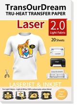 Tru Transfer Paper Laser Inkjet Printer for Light Fabric 20 Sheets A4 Iron on