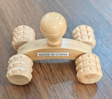 4 Wheel Wooden Roller Massager Deep Tissue Body Muscle Relax Tool