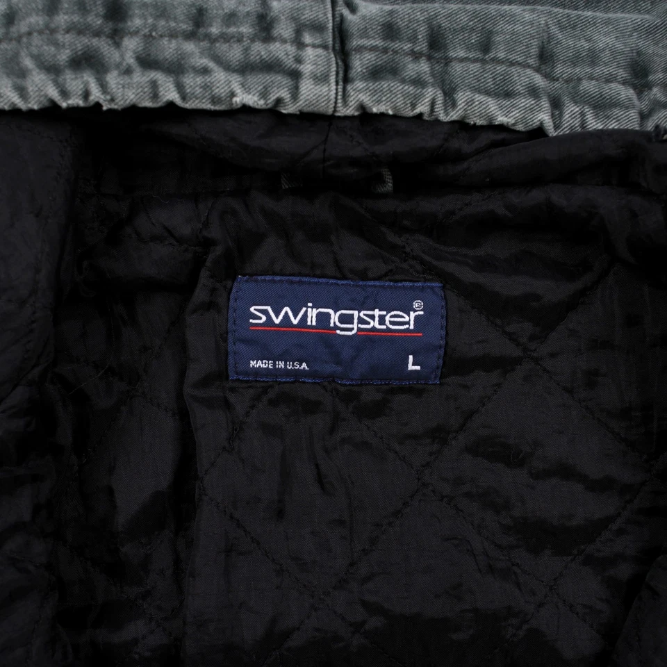 Vintage Swingster Workwear Jacket L 90s USA Made Grey - Imagem 3 de 4