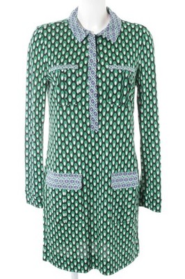 DIANE VON FURSTENBERG Langarm-Bluse Damen Bluse Gr. DE 38 waldgrün-schwarz-weiß