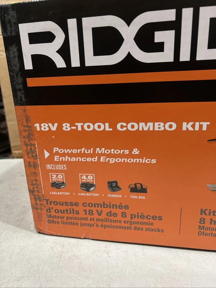 Ridgid 18V Cordless 8 Tool Combo Kit with 2 Ah & 4 Ah Batteries R96850 - Image 3 of 4