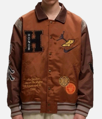 JORDAN X Honor The Gift Westbrook Varsity Jacket Mens 2XLT - Brown DX6244-204