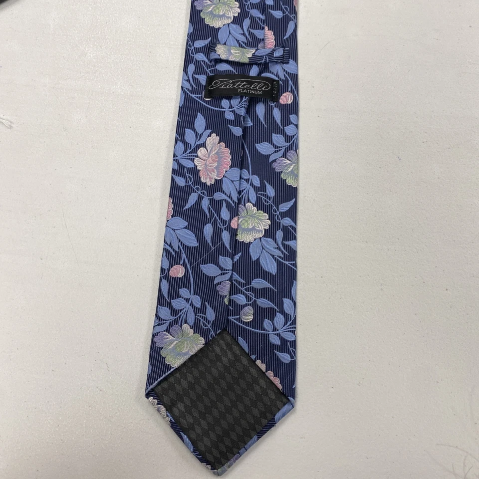 Corbata Bruno Piattelli EE. UU. Para hombres Azul Estampado Floral Jacquard 100% Seda Cuello Foto 4 de 4