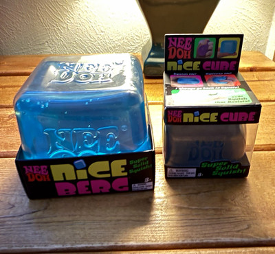 Schylling NeeDoh Nice Cube & Nice Berg Squish Squeeze Toy, Blue 26079HY