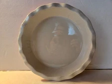 Vintage Stoneware Deep Orange & Creme Colored FLUTED 10 3/4 Inch Pie Baking Dish