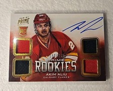 2013/14 Panini Prime hockey Rookie Jersey Auto Akim Aliu #/249 Calgary Flames