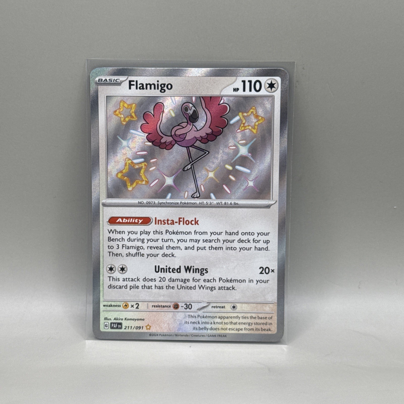 Pokemon TCG Flamigo 211/091 SV: Paldean Fates Shiny Rare Holo NM