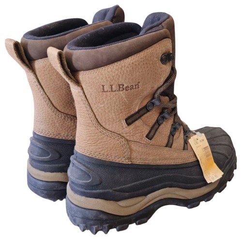 VINTAGE L.L. BEAN BLACK/BROWN LEATHER HUNTING RAIN SNOW DUCK BOOTS - Mens Size 7 - Picture 3 of 8