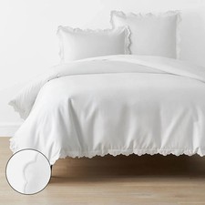 Embroidered Scallop Classic Smooth Sateen Solid Duvet Cover - Chose your favor