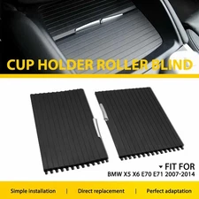 Front Console Cup Holder Roller Blind Cover Black For BMW X5 X6 E70 E71 2007-14