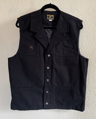 Wyoming Traders Bronco Canvas Vest Large Tall Black Western Fit Ranch Lined