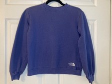 The North Face Girl's Purple Embroidered Logo Crewneck Sweatshirt - Size L 12 
