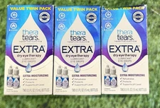 (3)TheraTears Extra Dry Eye Therapy Lubricant Eye Drops Twin Pack 15 mL Exp 6/26