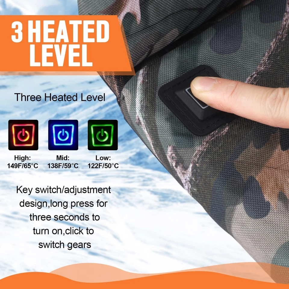 2 peças almofada de assento de caça aquecida, 3 modos ajustável almofada de cadeira aquecida de caça... - Imagem 4 de 4