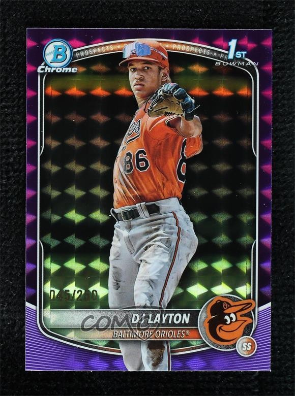 2025 Bowman Chrome Prospects Purple Geometric Refractor 45/250 DJ Layton ez6