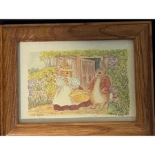 Vintage To Market Bunny Print D. Coley Signed Numbered (269/500) Framed Nursery