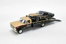 1970 FORD F-350 RAMP TRUCK & 1969 MUSTANG TRANS AM 1/64 scale DIECAST CAR 