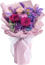 Lovenfold Preserved Flowers for Delivery, Purple Rose Bouquets That Last 1-3 Yea