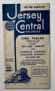 Aug 1940 New Jersey Central Railroad Fahrplan NY Atlantic City NJ Blue Comet